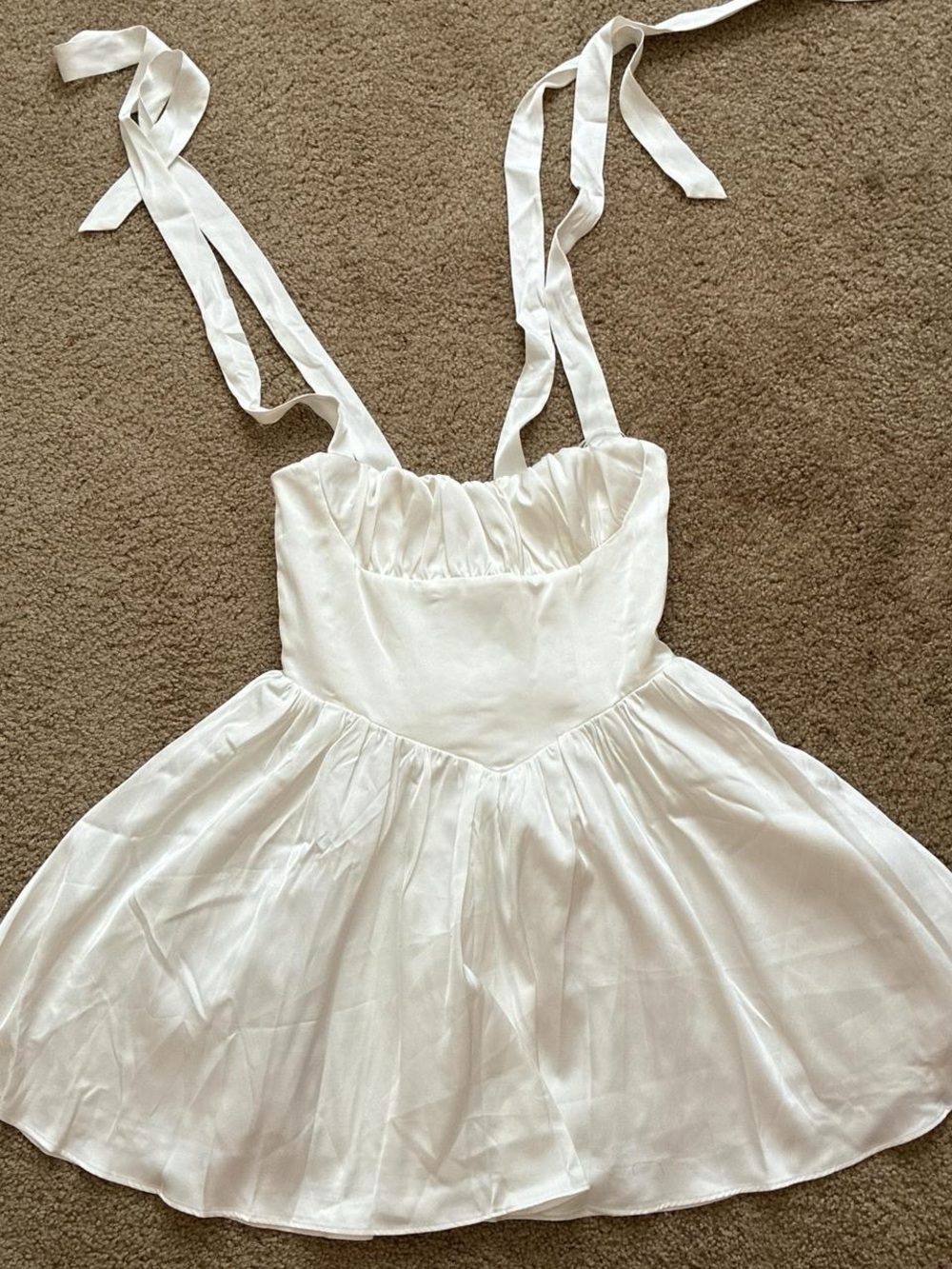 Windsor White Satin Lace-Up Dress